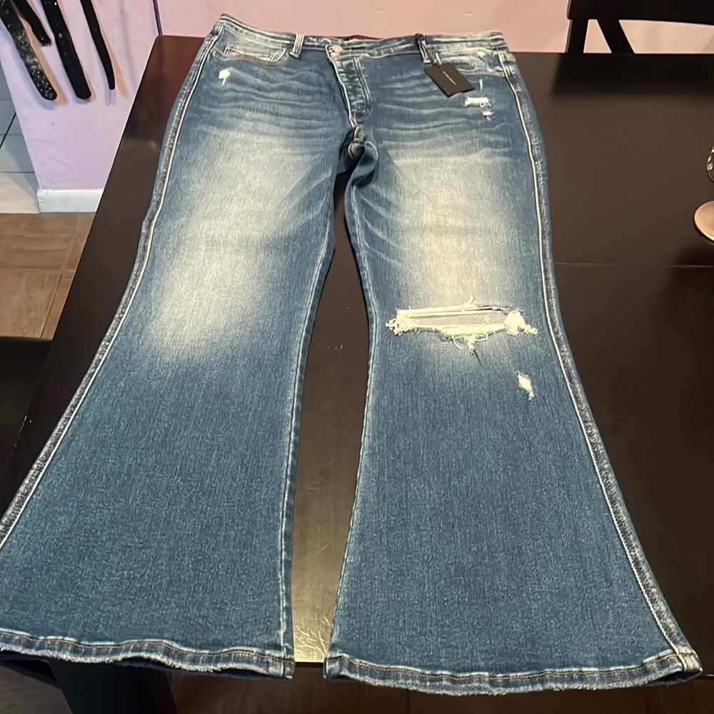 BNWT FLYING MONKEY BUTTON FLY FLARE Jeans WAIST 18.5 inseam 31 FREE SHIPPING